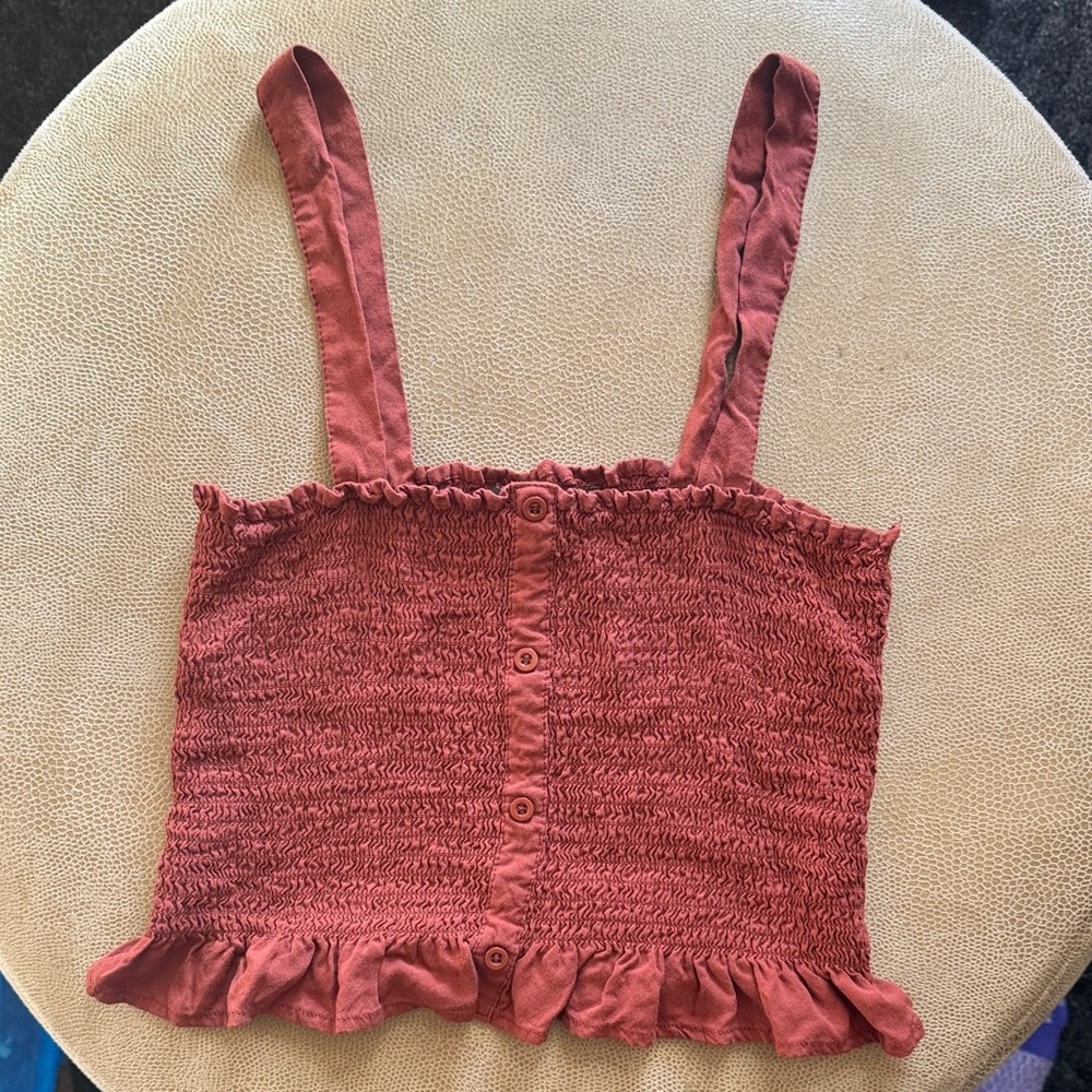 Kendall & Kylie Terracotta Smocked Crop Top Size Medium